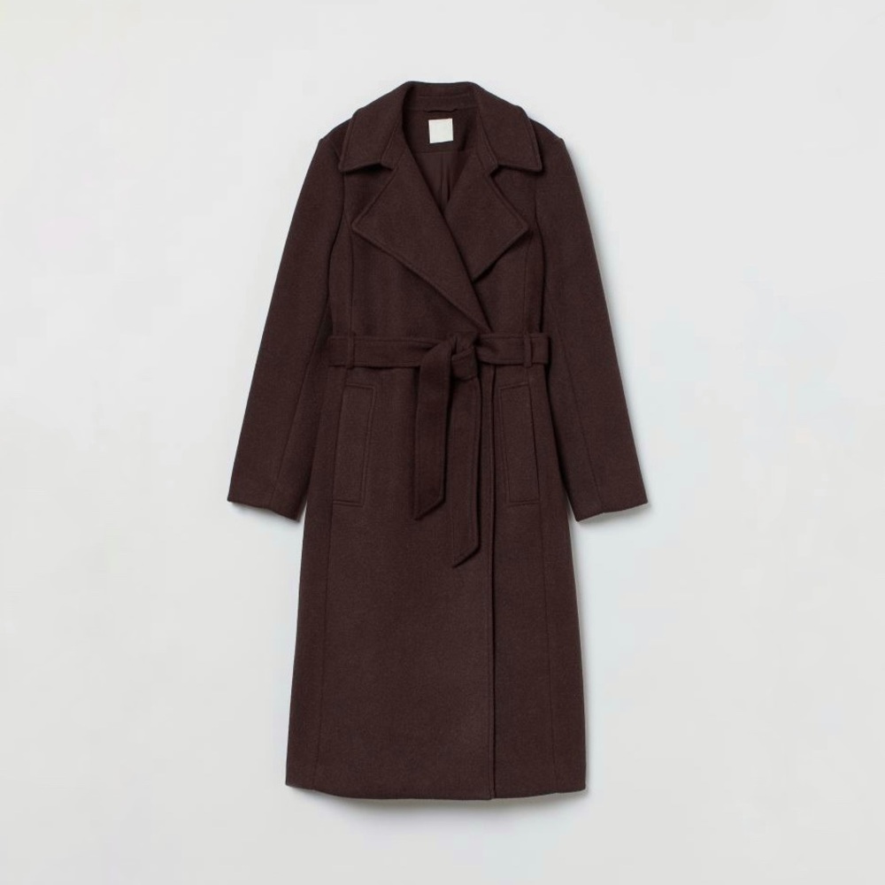 Brown Tie Belt Coat